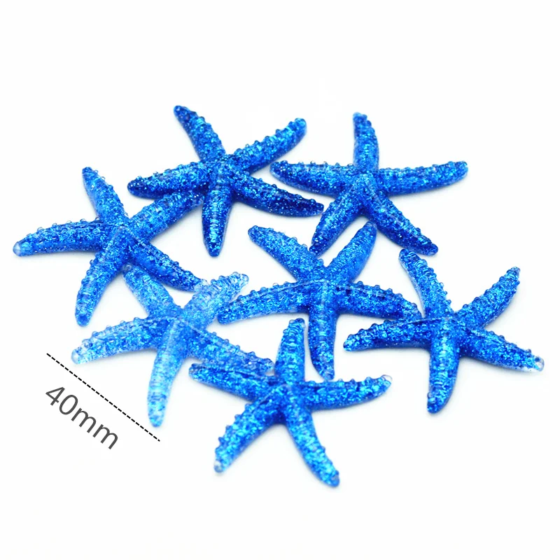 

40mm 10PCS Royal Blue Resin Starfish Cabochon|Starfish miniatures|HOME DIY Miniatures|Resin Flatback Sea Star Cabochons