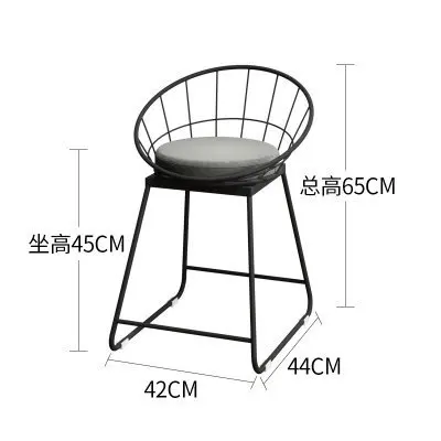 Простой барный стул из кованого железа, барный стул, золотой высокий стул, современный обеденный стул, железный стул для отдыха, скандинавский табурет - Цвет: A-Black-45cm