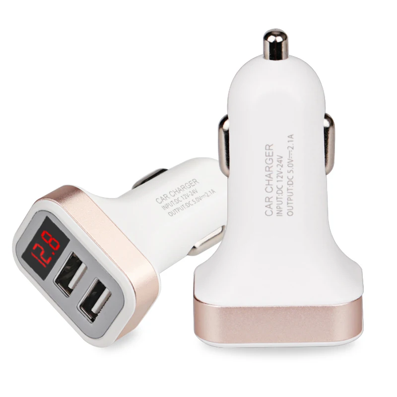 

2.1A 12V Car Charger Dual USB Port Car Cigarette Lighter Socket Splitter Power Adapter with LED Display Low Voltage Warning
