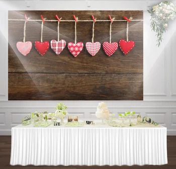 

HUAYI brown wooden floor love heart pattern photography backdrop Photo Studio background mz-1021