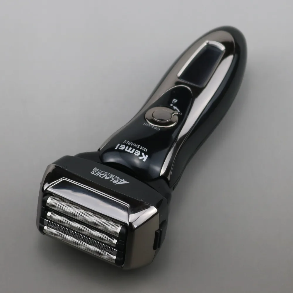 ЖК-дисплей напоминание 4 лезвия водонепроницаемый электробритва для мужчин Аккумуляторная электрическая бритва борода лицо станок для бритья+ дорожная сумка