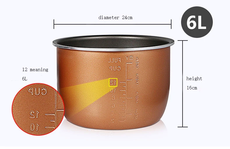 Электрическая скороварка лайнер Мультиварка чаша 4л/5л/6л литр антипригарная Кастрюля двойной спрей утолщение - Цвет: 6L