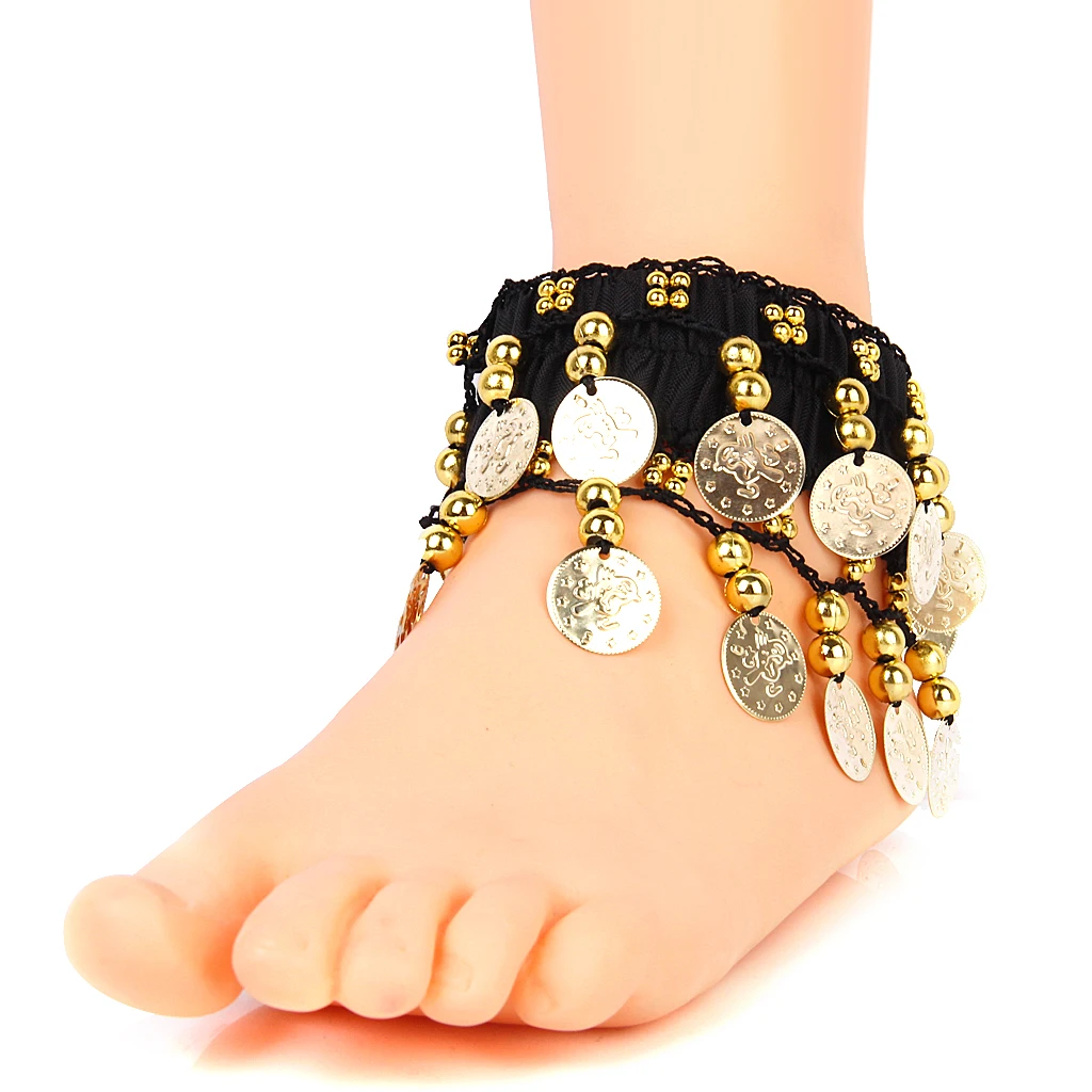 

Black Charming Belly Dance Ankle Cuff or Bracelet Coins