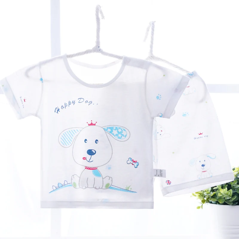 Летняя мужская пижама, комплекты для младенцев, крутая тонкая одежда для сна для малышей, пижамы для мальчиков и девочек, детская пижама, одежда для малышей 3, 6, 9, 12, 18, 24 месяцев - Цвет: Little dog blue
