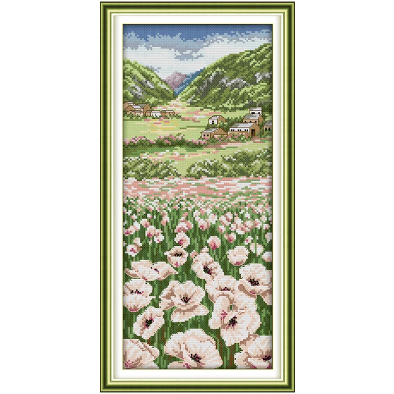 

Poppy fields(2) Patterns Counted Cross Stitch 11 14CT Cross Stitch Set Wholesale Scenery Cross-stitch Kit Embroidery Needlework