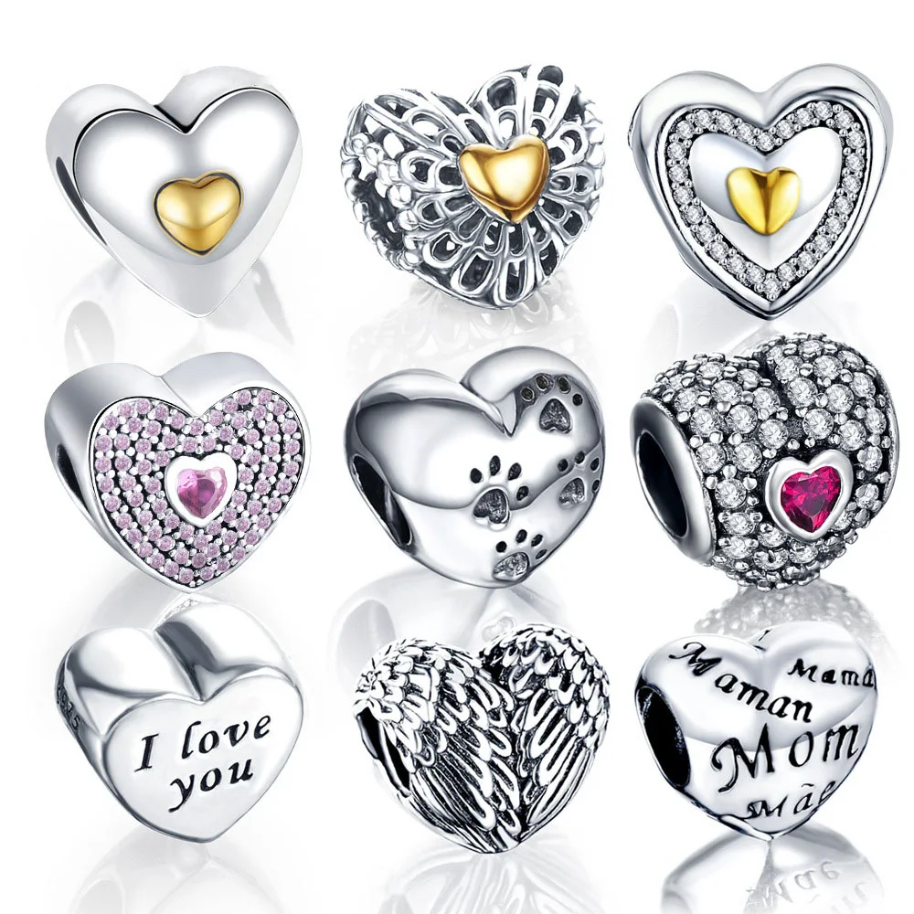 

Hengyi 925 Sterling Silver Romantic Heart DIY Charm Beads Fits Bracelets Lover Mother New Year Gifts