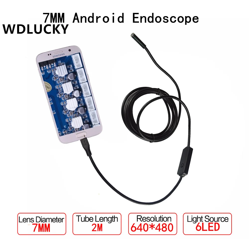 7mm Android OTG USB Endoscope Camera 2M USB Android Phone Borescope