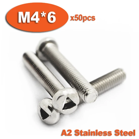 50pcs DIN7985 M4 x 6 A2 Stainless Steel Triangle Slot Pan Head Tamper