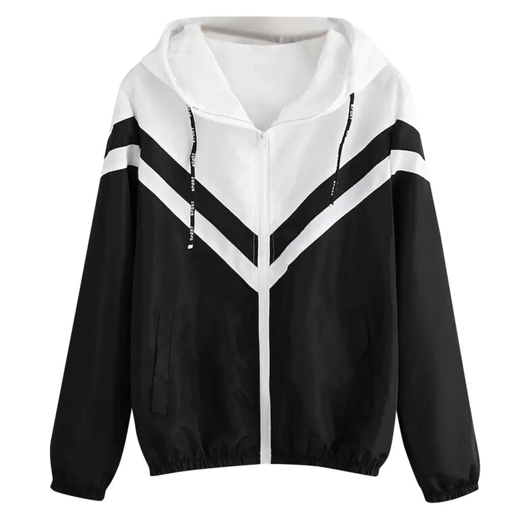 

Harajuku Hoodie Sweatshirt Women Patchwork Long Sleeve Hooded Blouse Autumn Winter Warm Drawstring Zippers Coat Clothes Mujer