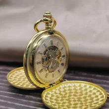 Navidad Рождественский подарок гладкие Механические карманные часы Полный Золотой цвет для мужчин и женщин Стильный ретро брелок ручной Ветер двойной Охотник