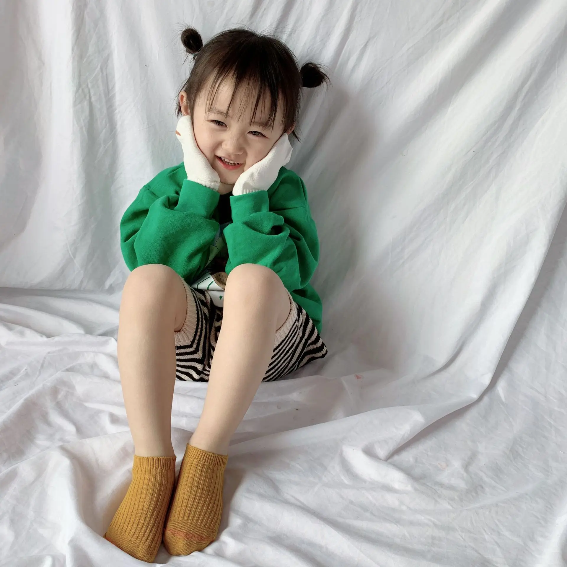 Children's Socks Boys Girls' Ribbed Cotton Anckle Short Stripped Cotton Socks Kids Boat Candy Color Basic Socks for Boys Girls