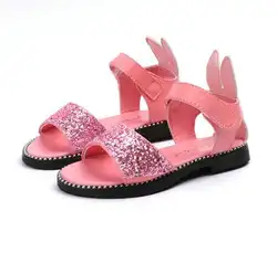 Блестящие сандалии для девочек Летняя обувь с блестками Праздничная обувь для девочек платье принцессы обувь для детей модные пляжные