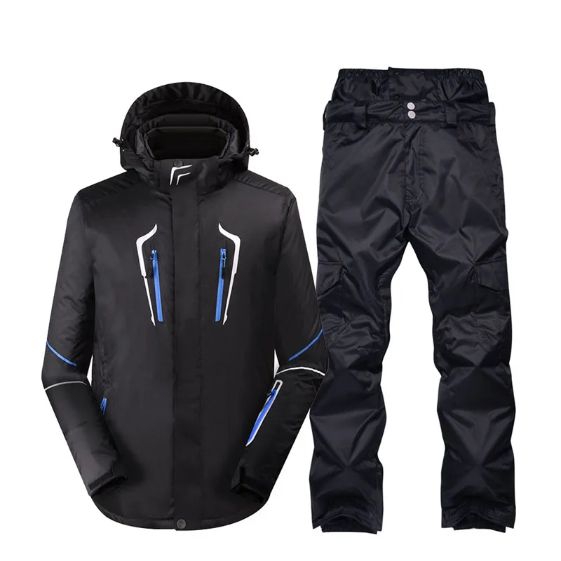 Чистый цвет, мужской зимний костюм, зимняя уличная спортивная одежда, одежда для сноубординга, водонепроницаемый ветрозащитный костюм, лыжные куртки и зимние штаны