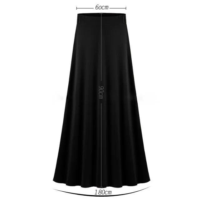Черный серый хлопок длинные юбки женские осень г. трапециевидной формы со складками женские Винтаж макси юбки плюс Размеры