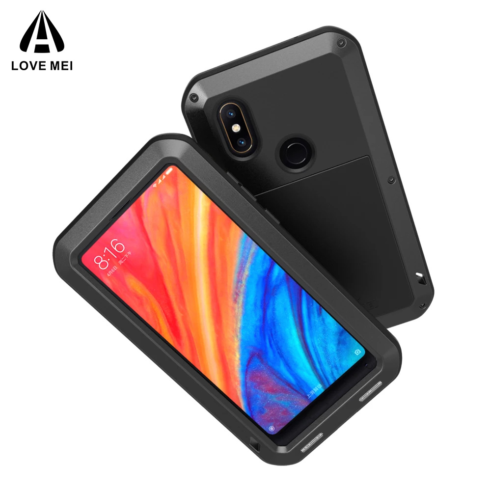 Металлический Алюминиевый Чехол Love Mei для Xiaomi Mix2 Heavy Duty Броня открытый противоударный Водонепроницаемый мощный для Xiaomi Max2 Mix2s Mix2