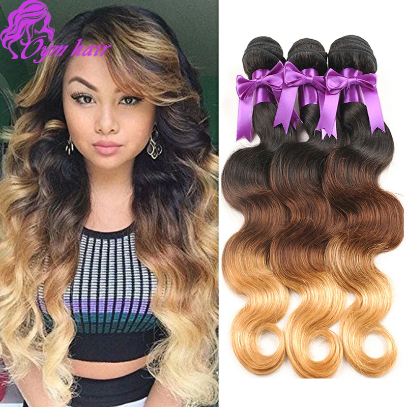1b/4/27 Malaysian body wave 8A ombre virgin hair blonde ombre hair extensions 4 bundle deals