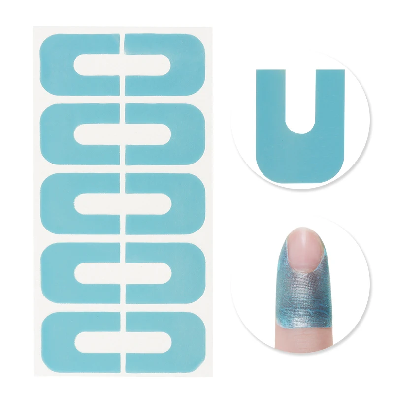 

1 Sheet/10Pcs New Peel Off Tape for Nail Art Polish Paint Sticker to Protect U Shape Anti-overflow Nail Protector Manicure