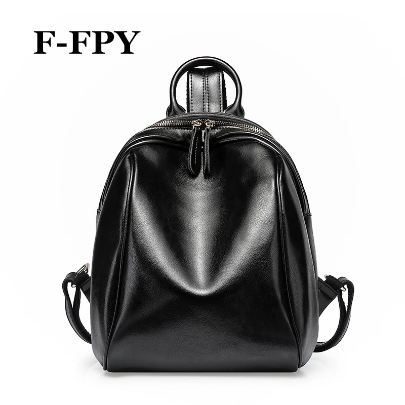 

F-FPY Oil Wax Split Leather Women Backpacks Designer Female Shoulder Bags for Teenage Girls Casual Tavel Bags Vintage School Bag