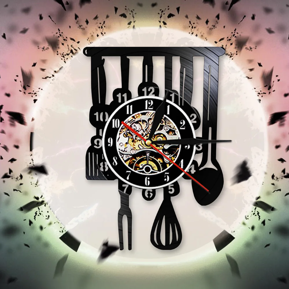Chef Hat Decorative Wall Clock Creative Kitchen Clock Black