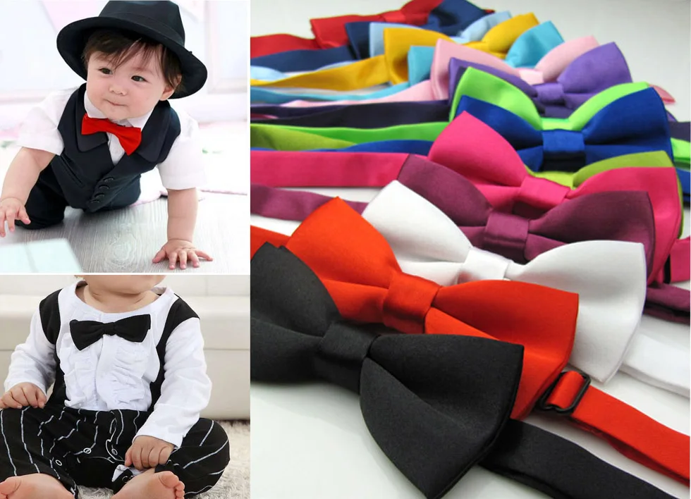 

New 2019 Lovely Baby Children Classic Solid Color boy girl Butterfly Kont Cute Bowtie White Black pink Green Blue Cravate