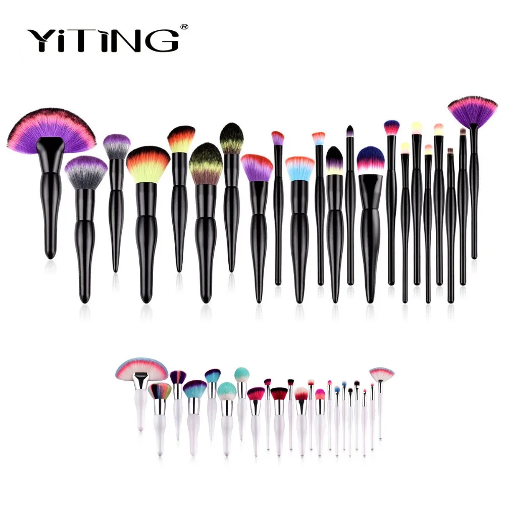 

Professional Gourd Makeup Brushes Set 22Pcs Hot Black White Powder Blush Cosmetic Brushes Set Contour Blender Brush Tool Kits