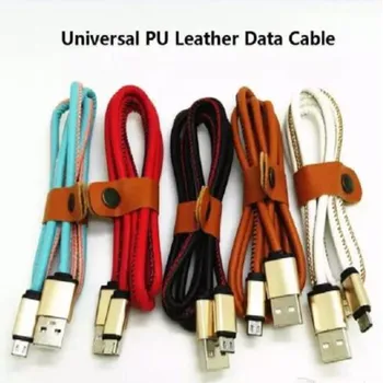 

1000pcs 1m 3ft Micro USB Cable PU Leather Fast Charging USB Data Charger Cable accessory bundles For Samsung S7 s6 Android