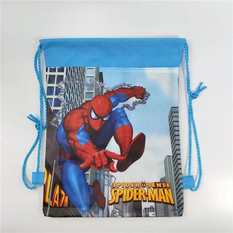 

1pc Super Spideman School Bags for Kids Spider-Man Drawstring Backpack Cartoon Toys Storage Bag Shopping Bag