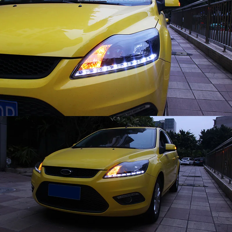 Головной светильник в сборе для Ford Focus 2009 2010 2011 2012 2013 левый и правый с светодиодный DRL бег светильник и желтый Поворотная сигнальная лампа светильник