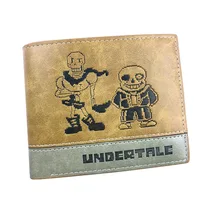 2 стиля тисненые дизайнерские Короткие Кошельки из аниме игры Undertale мужской кошелек высокое качество хаки кожаный мешок для денег для подарка