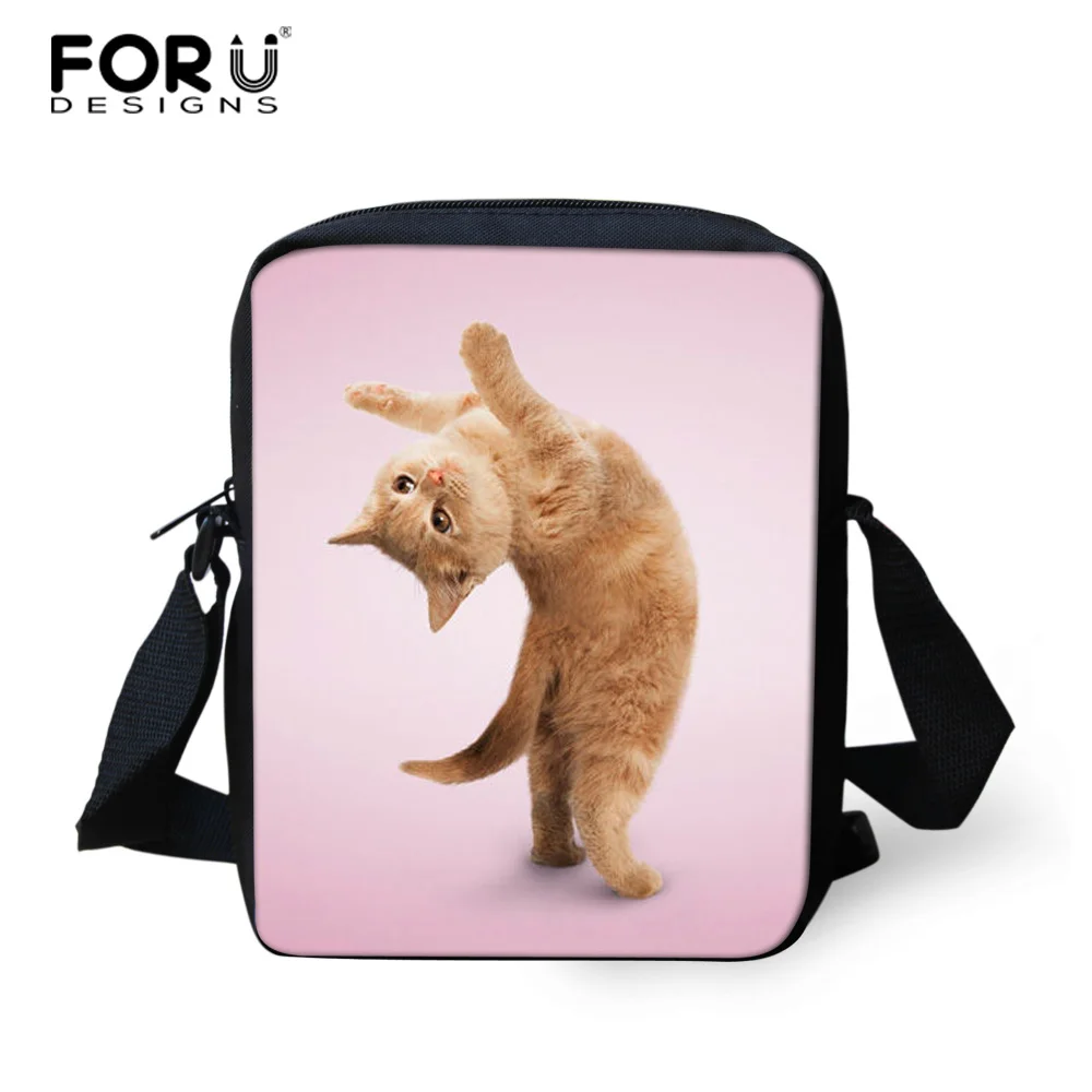 FORUDESIGNS/Для женщин через плечо сумка "Милый Котик" с принтом собаки для девочек мини сумка через плечо для подростков маленькая Женская дорожная сумка для переноски на сумка на плечо