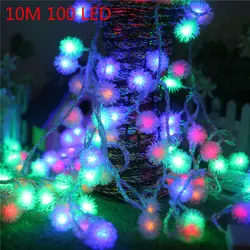 10 м 100 LED снежный шар Гирлянды светодиодные лампы RGB теплый белый праздник Свадебная вечеринка Шторы Фея Рождество огни Декор свет