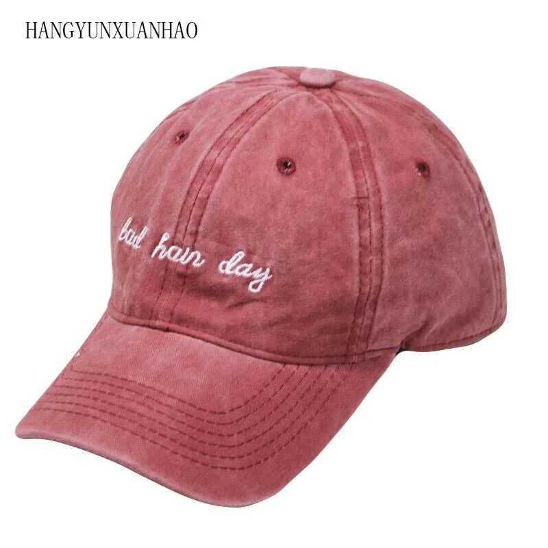 

New Bad Hair Day Cap Washed Baseball Cap Women Men Hat Cap Casual Snapback Letter Dad Hat Summer Cotton Adjustable Bone Male