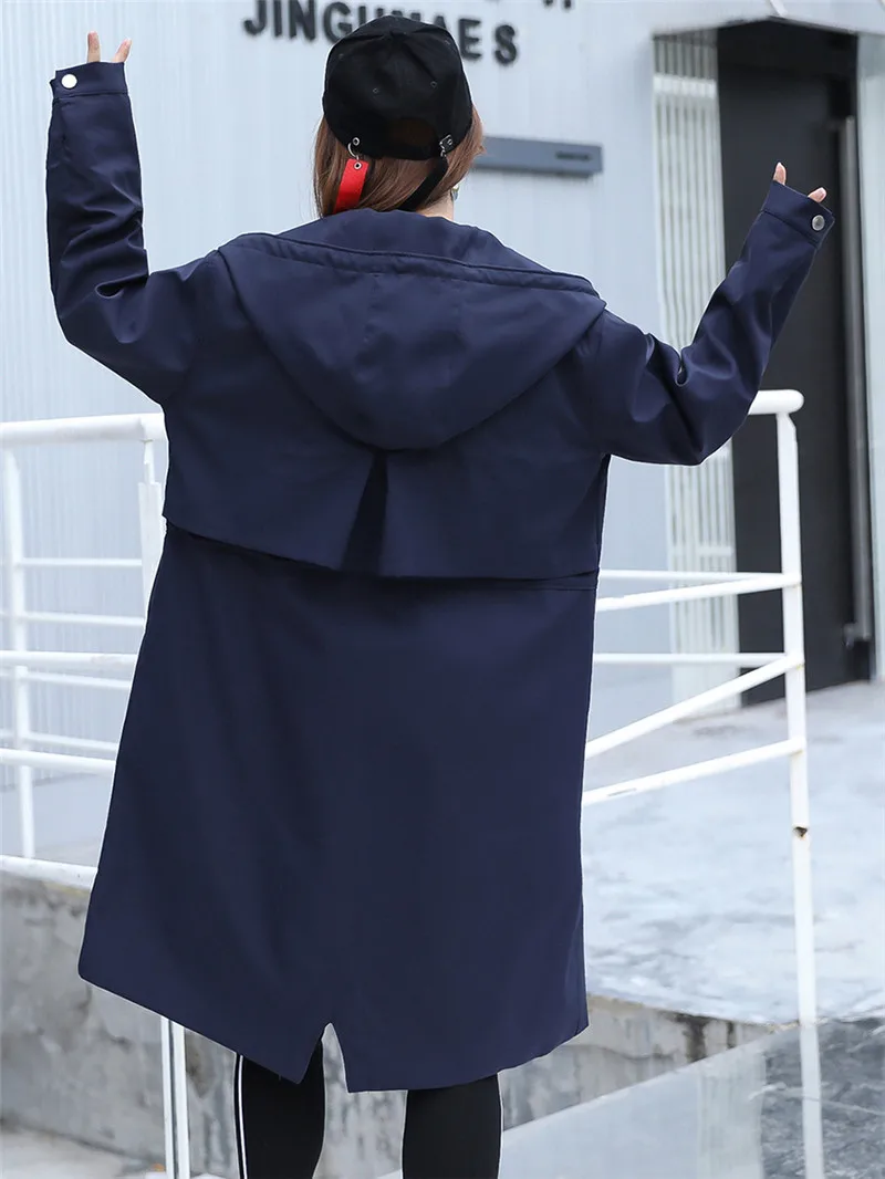 Плюс размер 4XL Тренч пальто для женщин весна осень с капюшоном ветровка Корейская версия верхняя одежда мода большой размер пальто s A2440