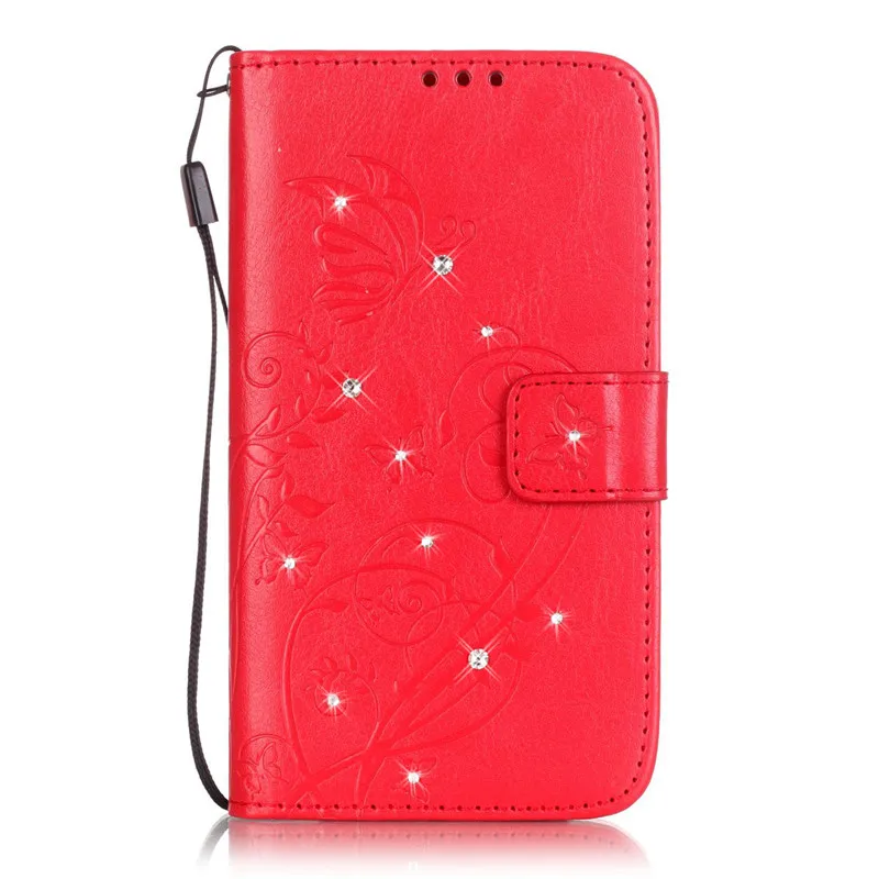 Шикарный чехол-книжка из искусственной кожи с бабочкой для samsung Galaxy A3 A5 A3000 A300F A5000 A500F чехлы для телефонов+ ремешок - Цвет: Красный