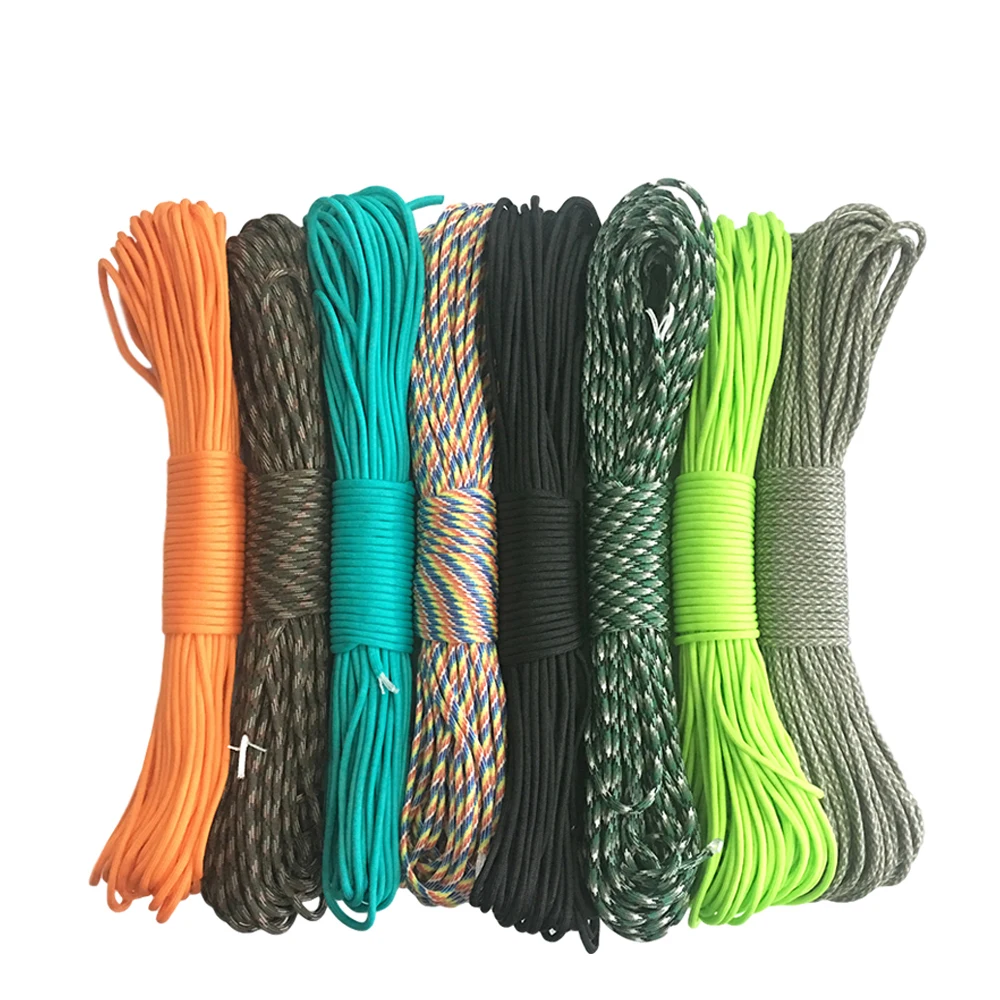

New Arrival 550 Paracord Parachute Cord Lanyard Tent Rope Guyline Mil Spec Type III 7 Strand Core 50-100 FT Survival