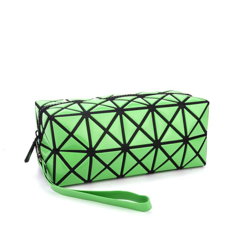 Fashion Portable Makeup Bag Folding Package PU Leather Makeup Bags Women Geometric Zipper Cosmetic Bag Mini Bolso Organizer Bags (14)
