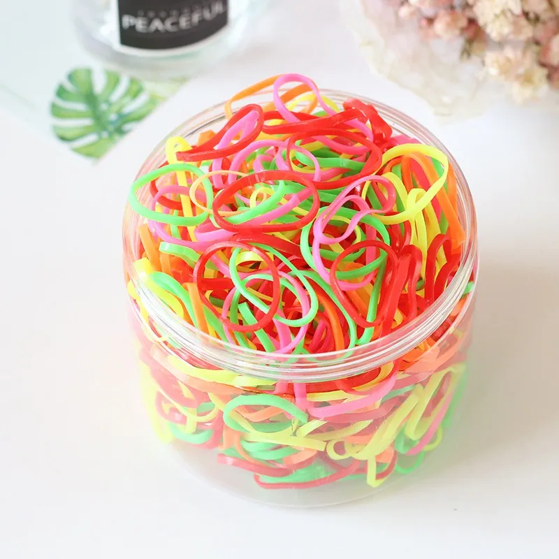 About 1000pcs/box Kids Disposable Rubber Band Children's Color Girls Thickening Hair Acessories Solid Color Hair Ring