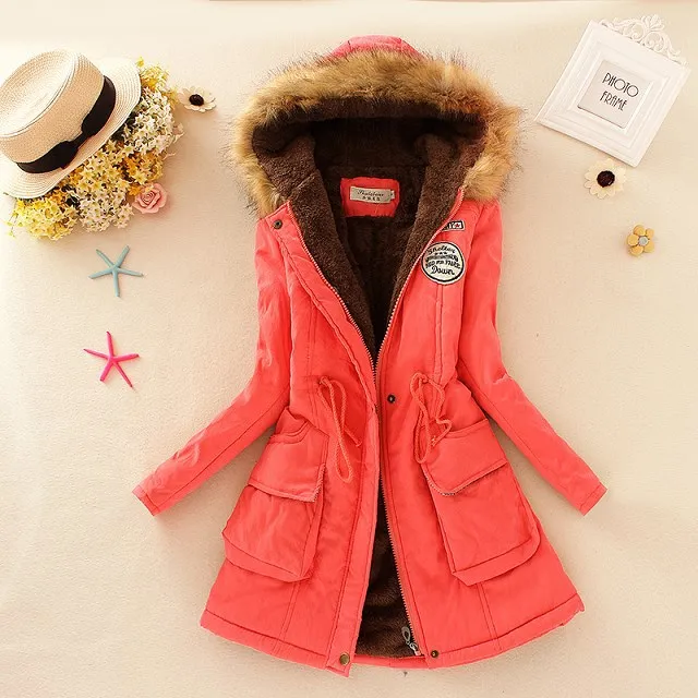 Danjeaner New Parkas Female Women Winter Coat Thickening Cotton Winter Jacket Women Outwear Slim Parkas for Women Winter