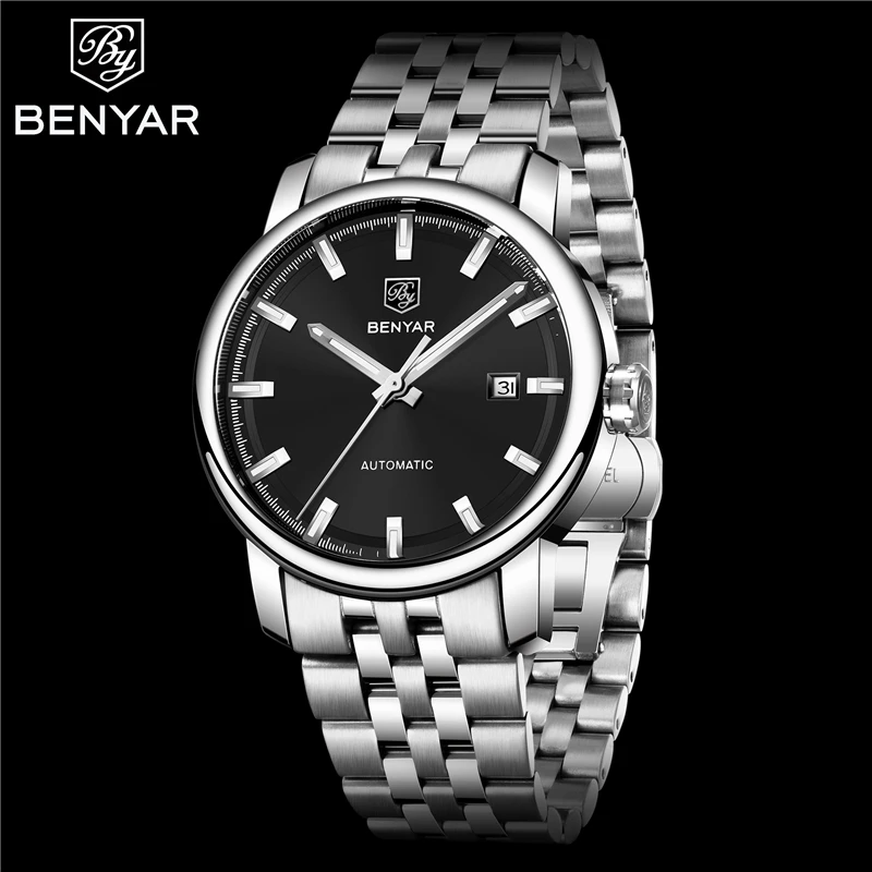 BENYAR أعلى الفاخرة العلامة التجارية الميكانيكية ووتش الأعمال الترفيه الرجال الساعات للماء ساعات أوتوماتيكية الذكور ساعة Relogio Masculino
