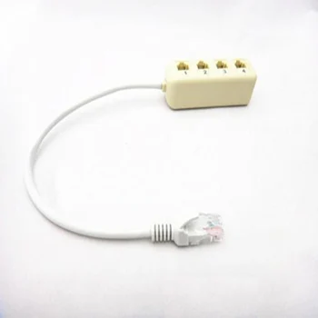 

Turn RJ45 RJ11 turn four branch box network telephone adapter One of four