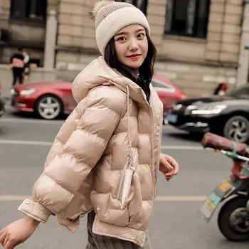 

Winter Down Cotton Jacket Women Parka Coat Warm Padded Casual Plus Size Short Jacket Loose Hooded Long Sleeve Jacket Women Q1695