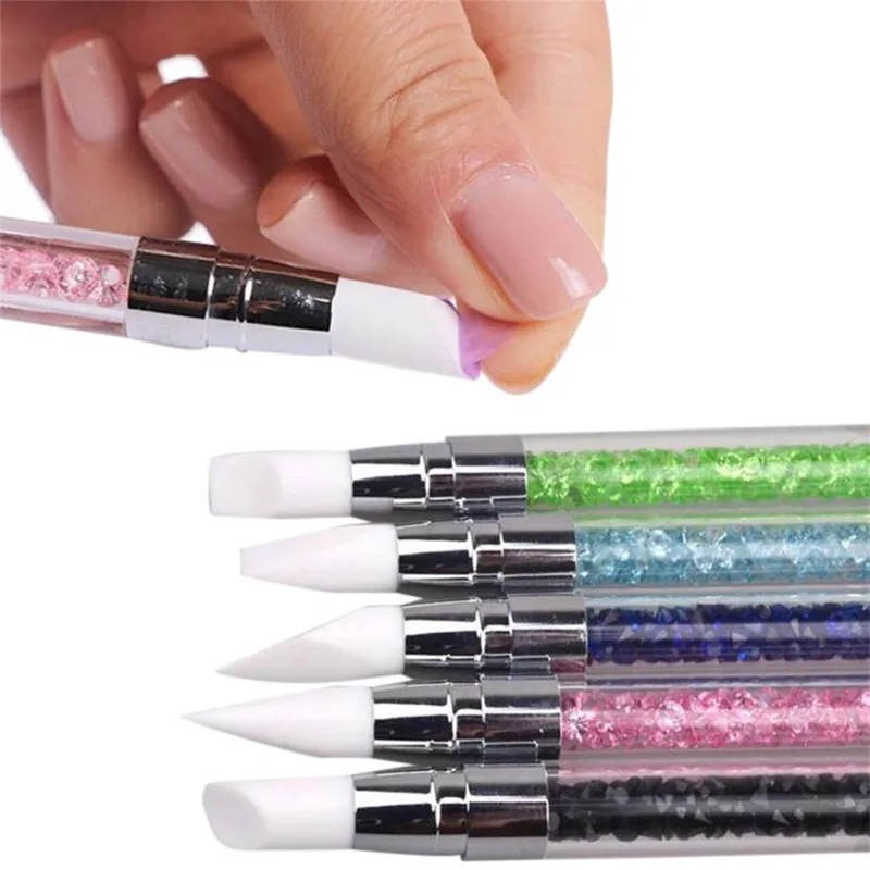 5Pcs Set Nail Art Brush Dotting Tools 2 Way Sculpture Pen Silicone Carving Craft02