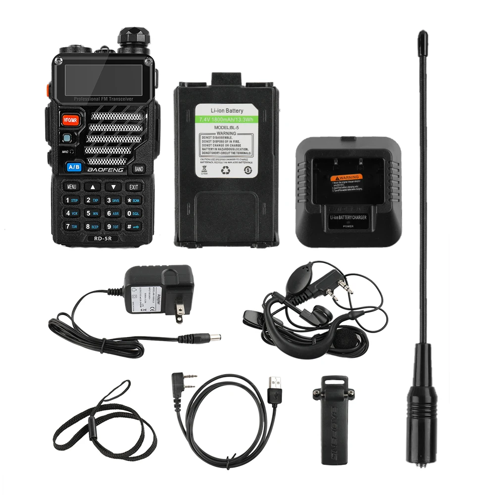 Baofeng RD5R DMR Tier II VFO 디지털 듀얼 밴드 136174 / 400470MHz 양방향 무전기 워키