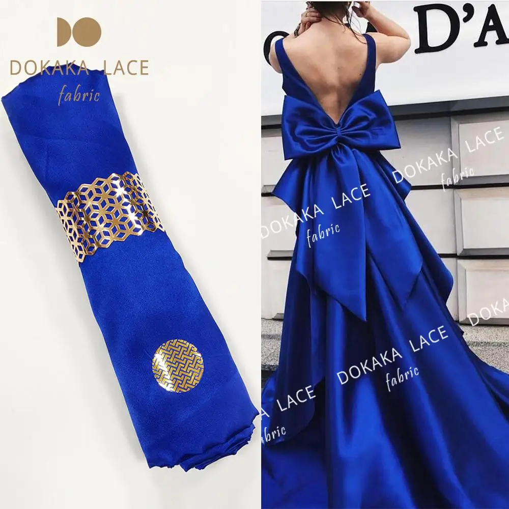 

5 Yards Nigerian African George Fabric Royal Blue George Silk Material For Indian Guinea Wedding Bride And Bridesmaid Fabrics