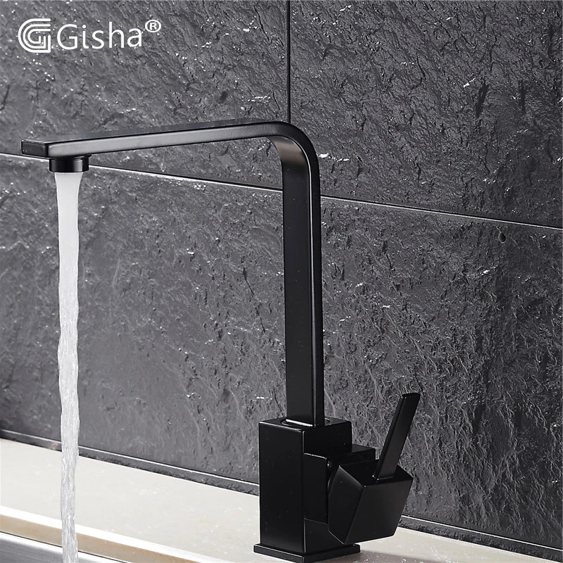 Gisha Black Square Kitchen Faucets 360 Degree Rotation Tap Water Faucets Solid Brass Kitchen Sink Tap Water Mixer G2034 Gisha Black Square Kitchen Faucets 360 Degree Rotation Tap Water Faucets Solid Brass Kitchen Sink Tap Water Mixer G2034