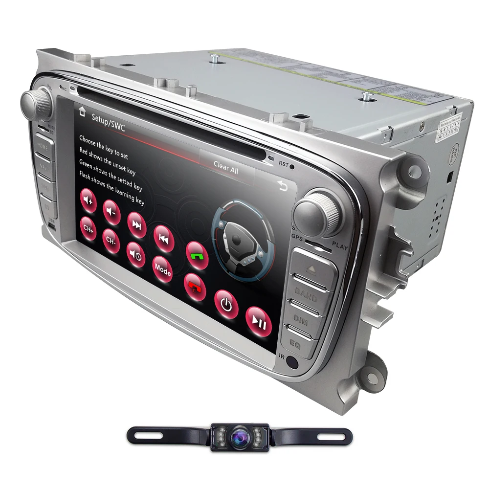 Discount HIZPO 7 Inch Car DVD radio For Ford Focus 2 S-Max C-Max Mondeo 4 Galaxy Kuga 2008-2010 DAB+ RDS OBD2 Free camera 8G Map card 4