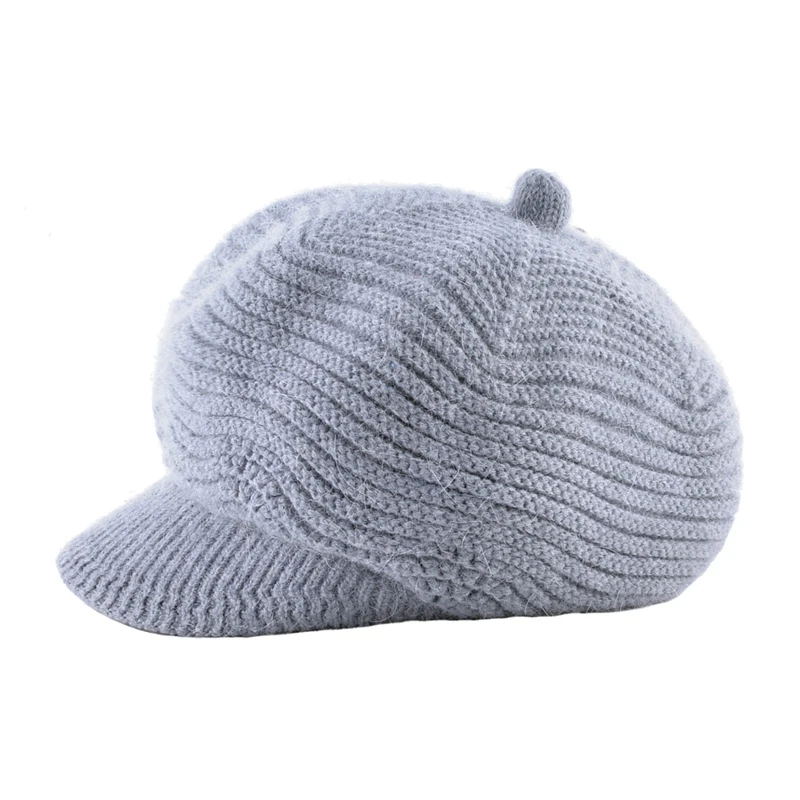 Winter Wool Warm Newsboy hat Octagonal Cap Girl Knitted Beret Women Vintage Flat chapeu Feminino