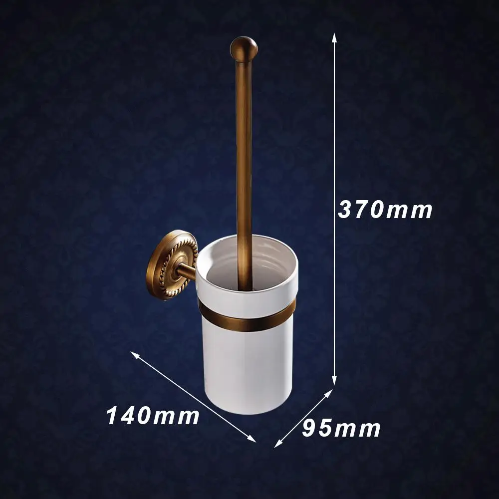 Твердый латунный античный набор аксессуаров для ванной комнаты, европейский стиль, резные Роскошные Товары для ванной комнаты, матовое кольцо для полотенец - Цвет: toilet brush holder