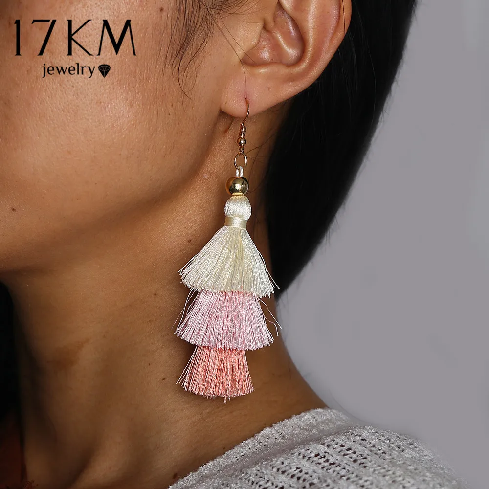 

17KM Bohemian Multilayer Tassel Earrings Hook For Women Colorful Oversize Statement Earring Dangle Fashion Jewelry 2018 New