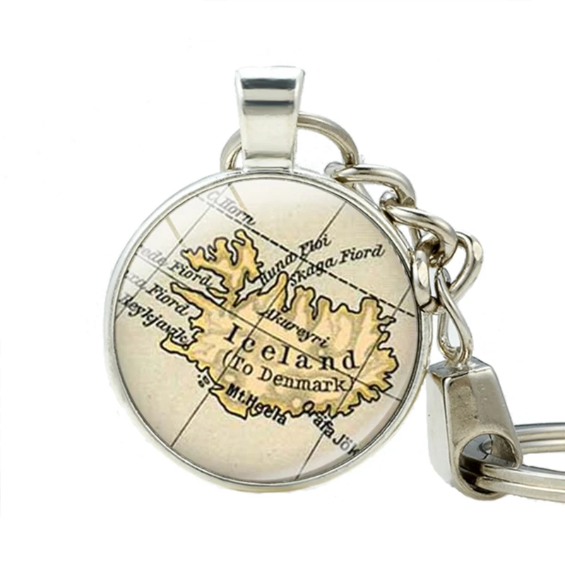 

Iceland Country Map Keychains Pendant Iceland Europe Jewelry Friend Family Gift Idea Map Jewelry Key Holder Customized Key chain